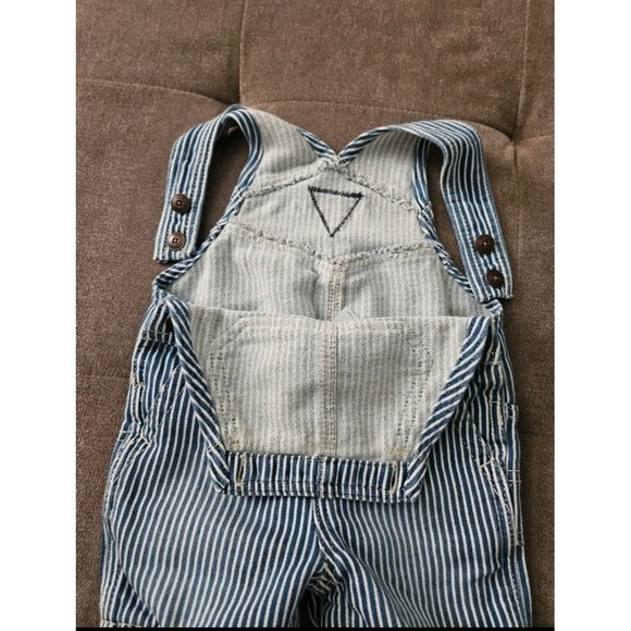 OshKosh B'Gosh Baby Hickory Stripe Shortalls Railroad Denim Overalls - Size 12 M - Picture 7 of 11